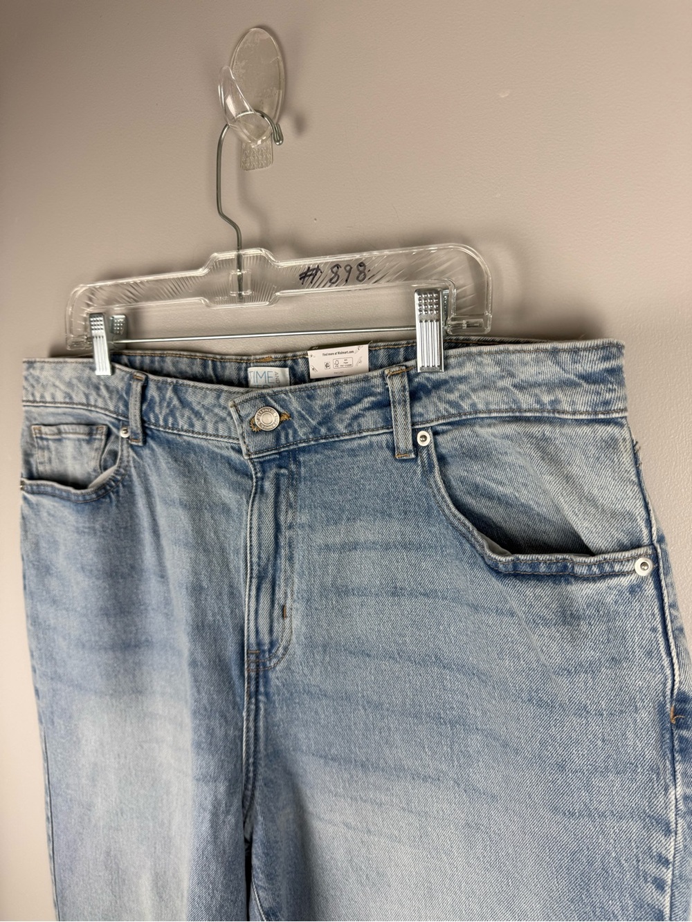 Time and Tru Womens Faded Wide Leg Baggy Light Wash High Rise New Jeans SZ 18